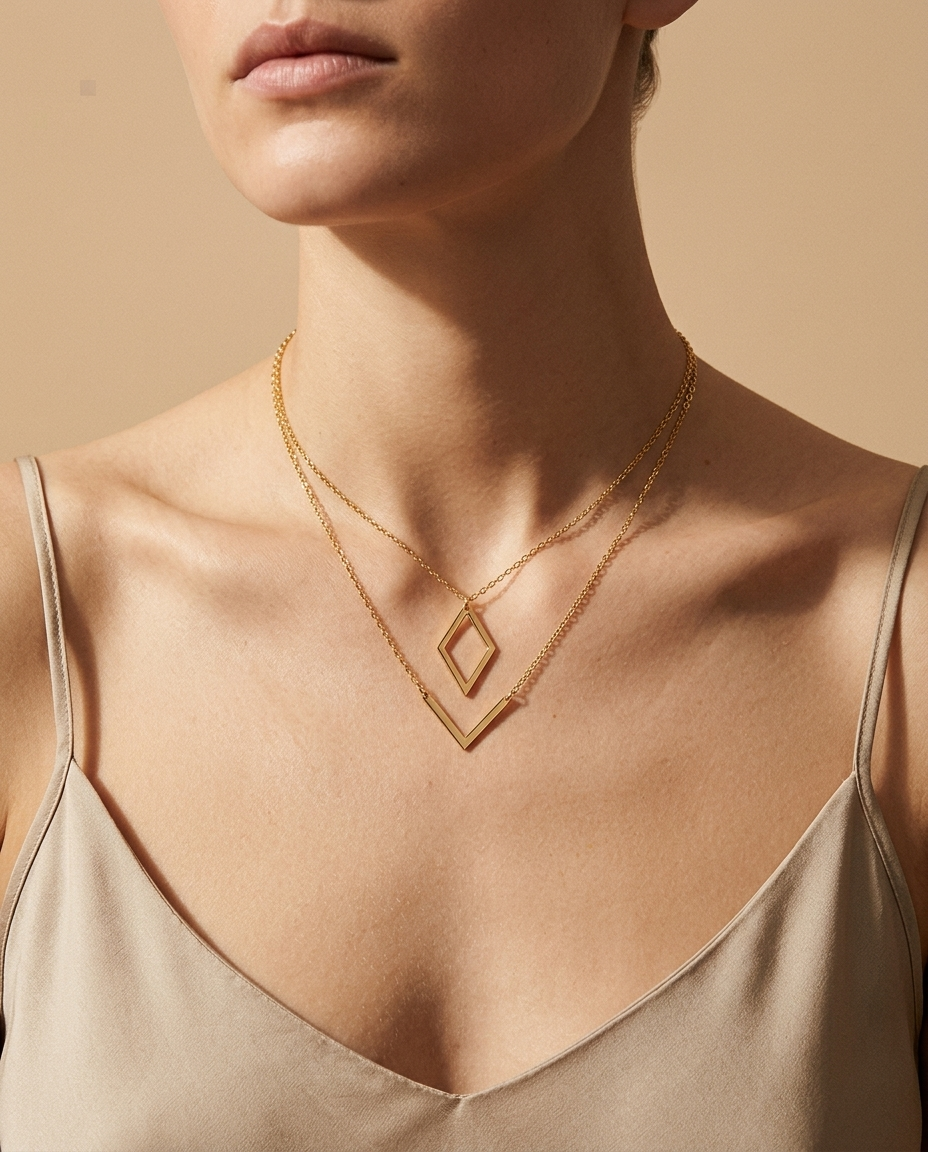 Collar Colgante V Geométrico