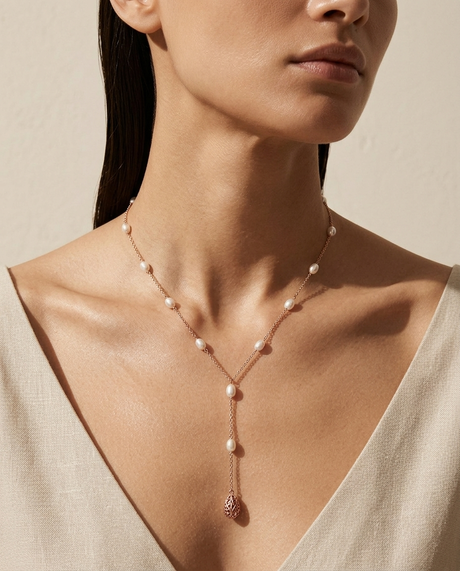 Collar Vintage con Colgante y Perlas