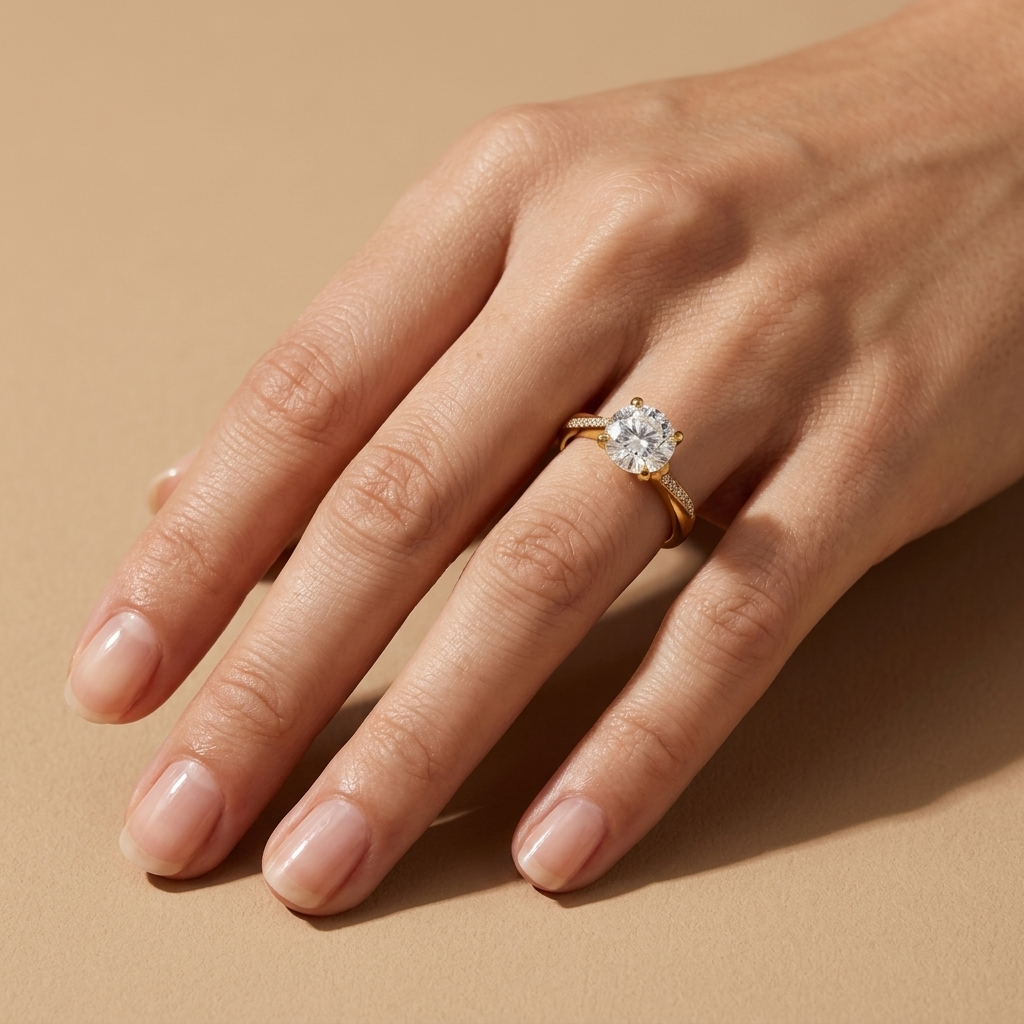 Anillo Compromiso Cristal Chapado en Oro