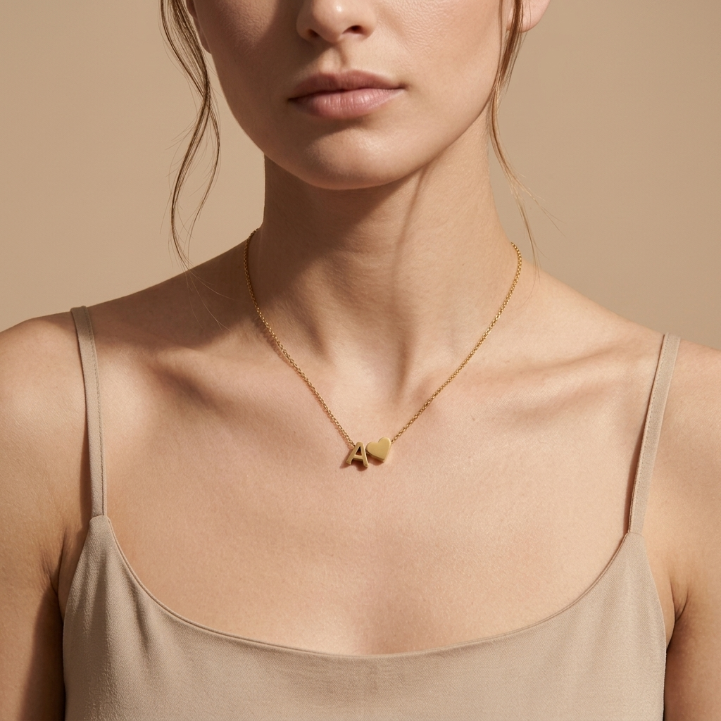 Collar Inicial Corazón Dorado
