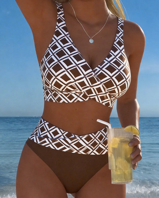 Bikini de dos piezas estampado de rombos