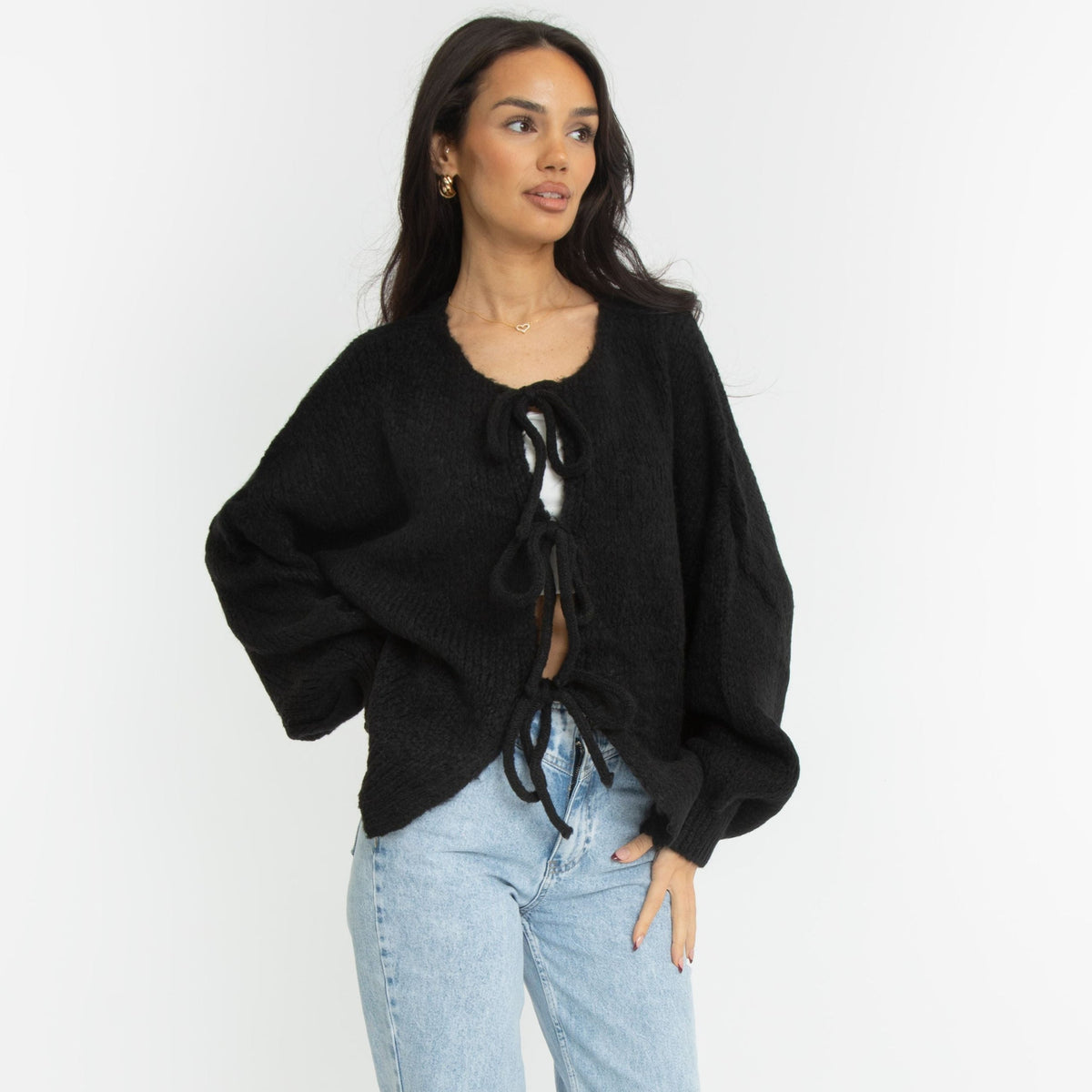 Cárdigan oversize con lazos