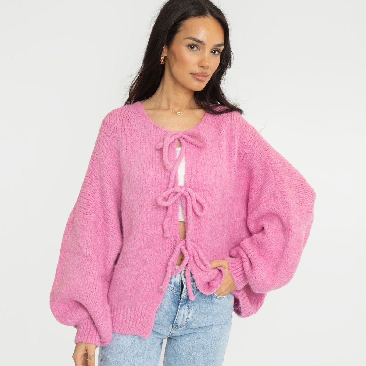 Cárdigan oversize con lazos