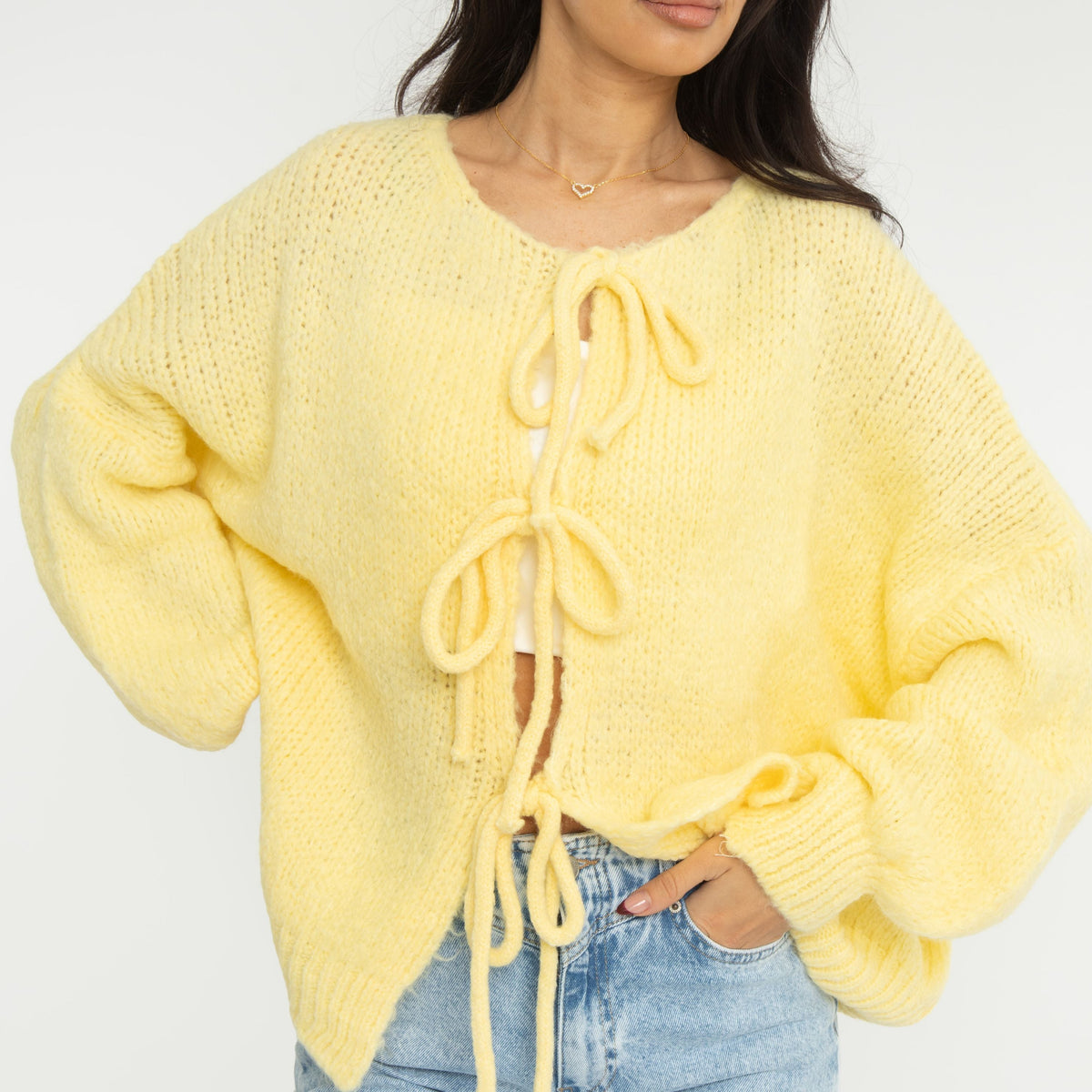 Cárdigan oversize con lazos