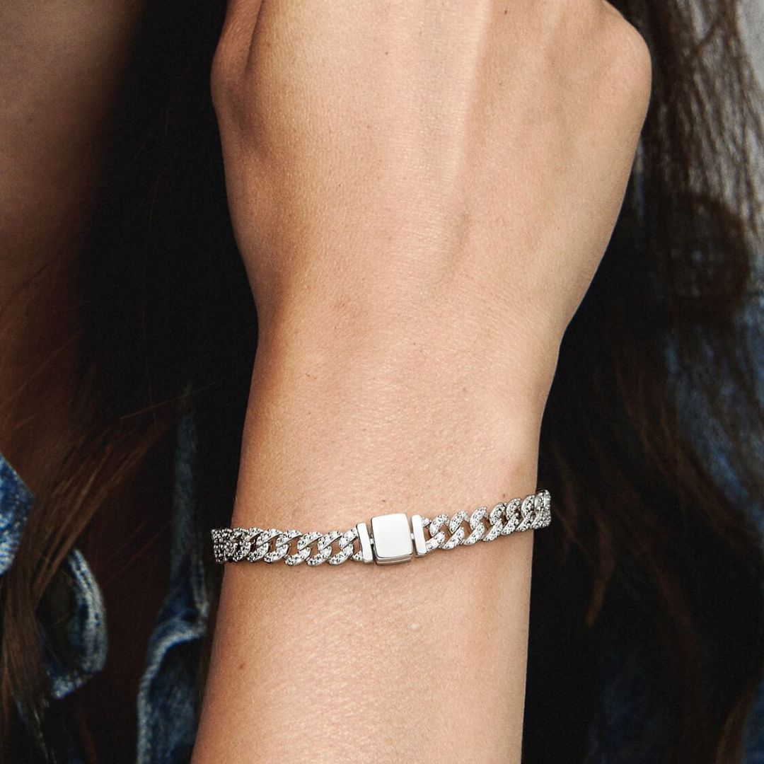 Bracelet Cubain avec Moissanite