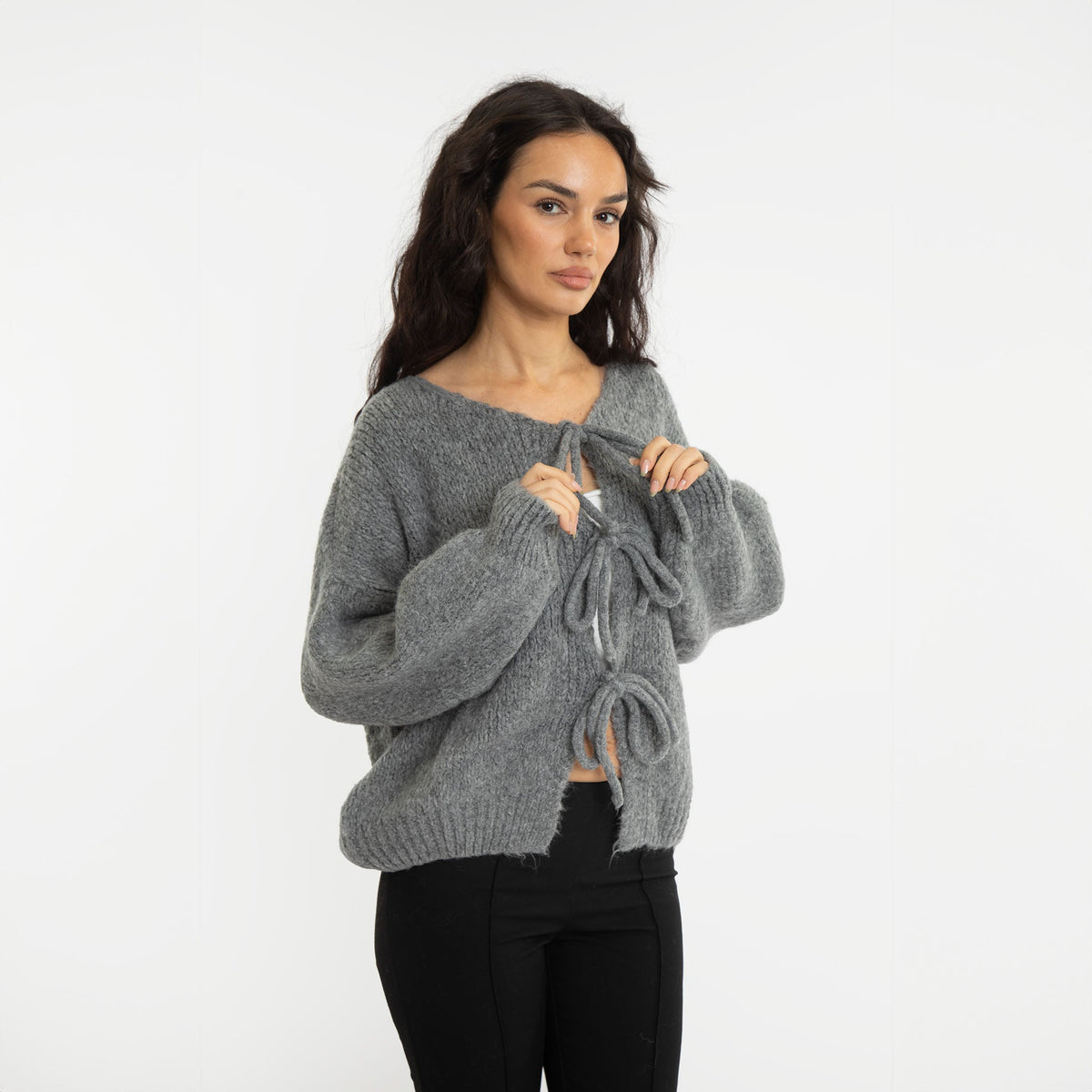 Cárdigan oversize con lazos