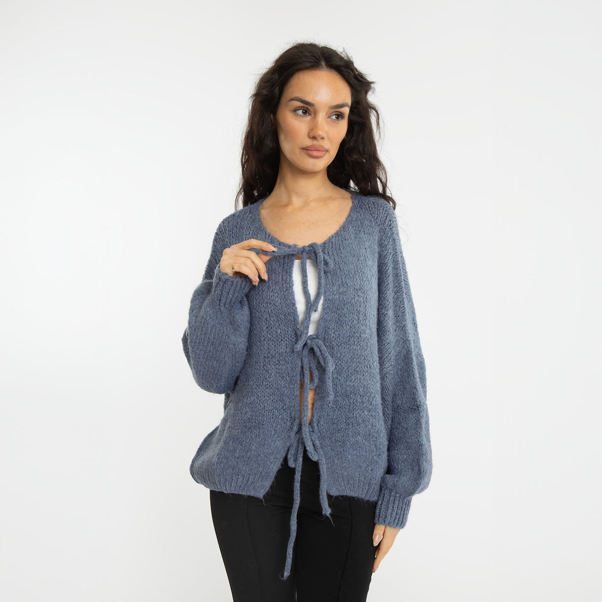 Cárdigan oversize con lazos