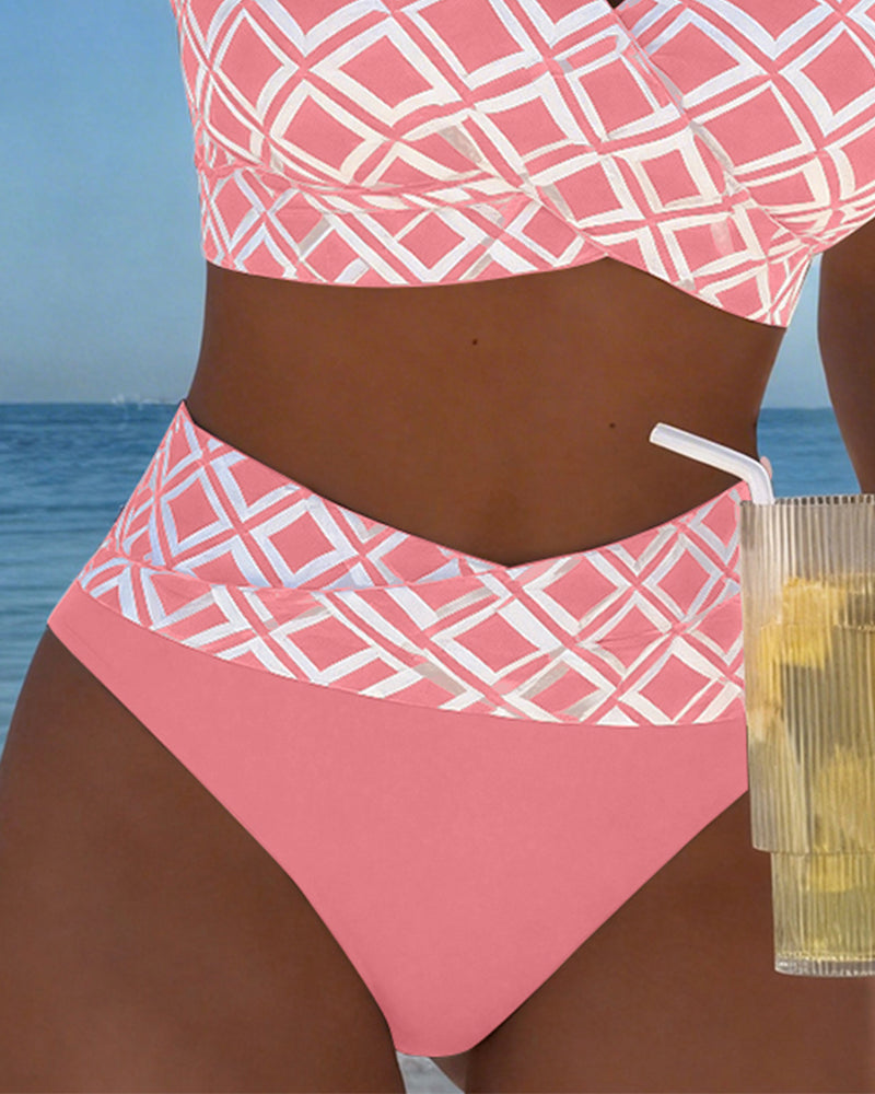 Bikini de dos piezas estampado de rombos