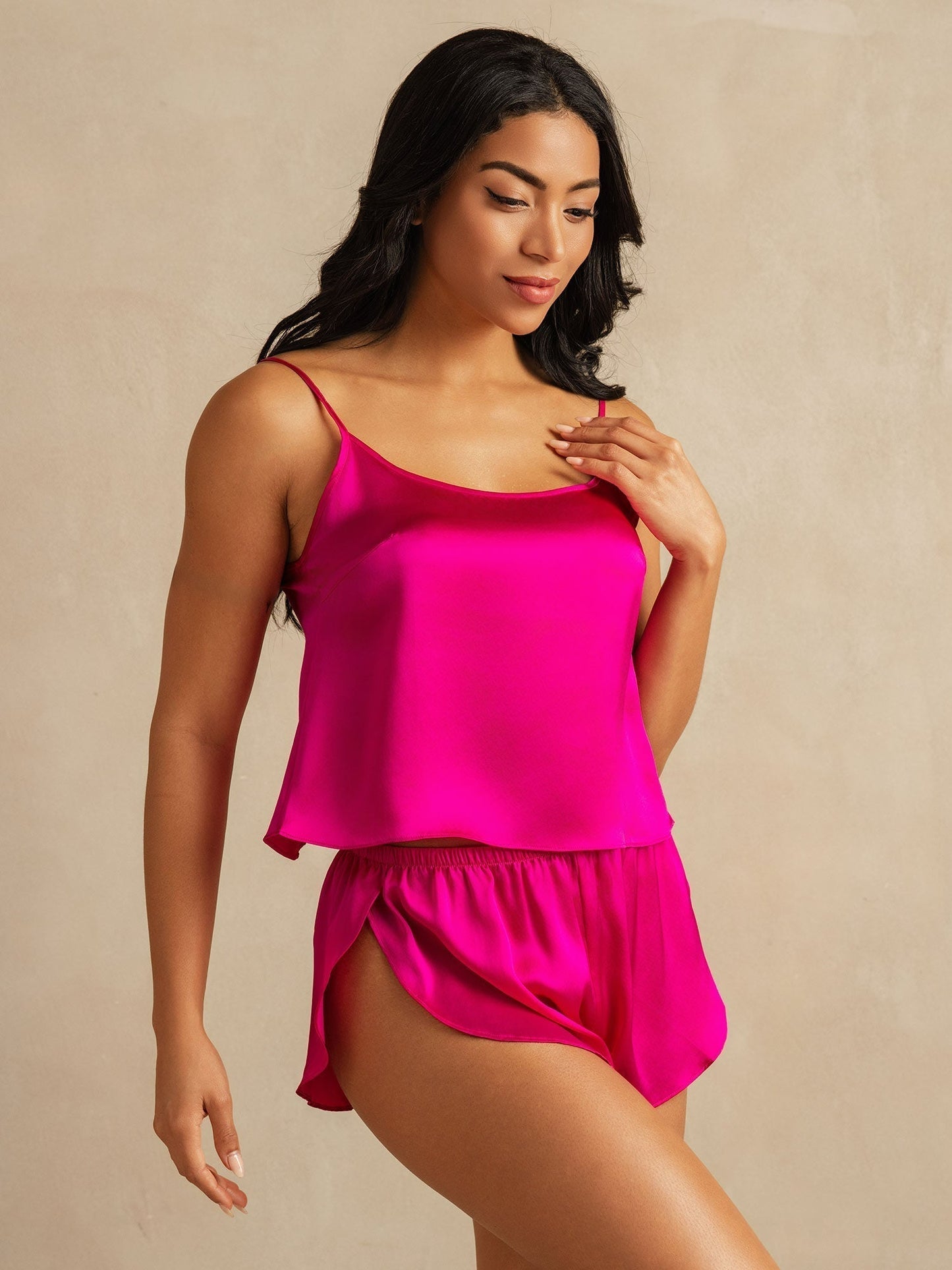 Ajustable Camisole Set Pure Soie Fines Brides Sans manches
