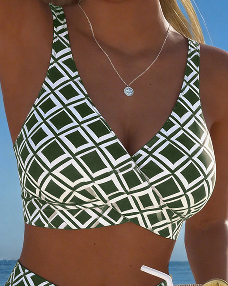 Bikini de dos piezas estampado de rombos