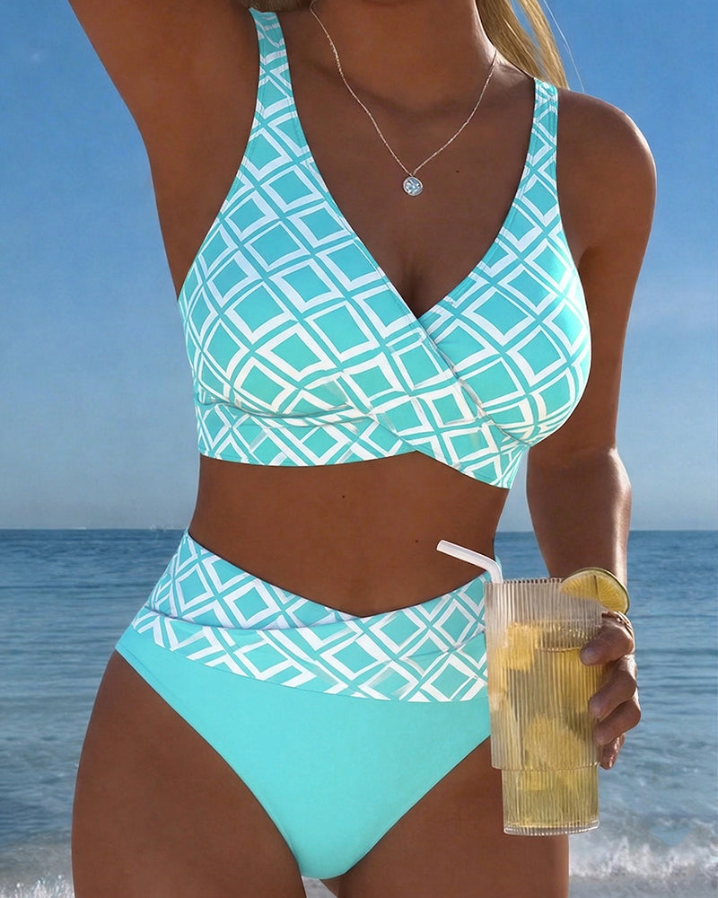 Bikini de dos piezas estampado de rombos