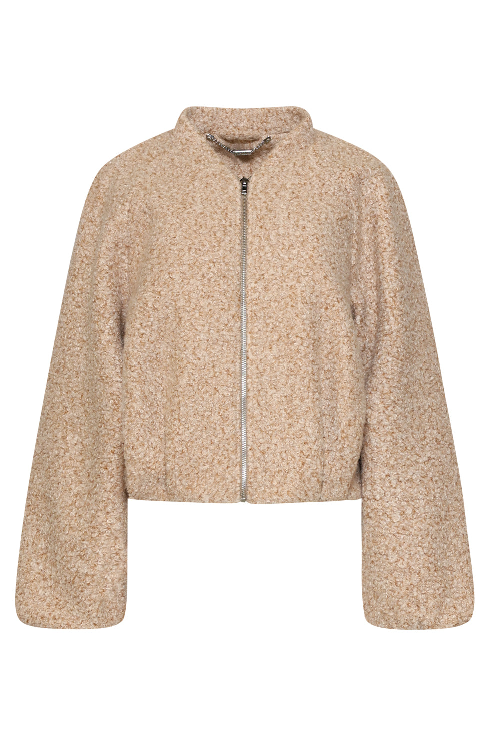 Chaqueta de Bouclé con Cremallera Arena