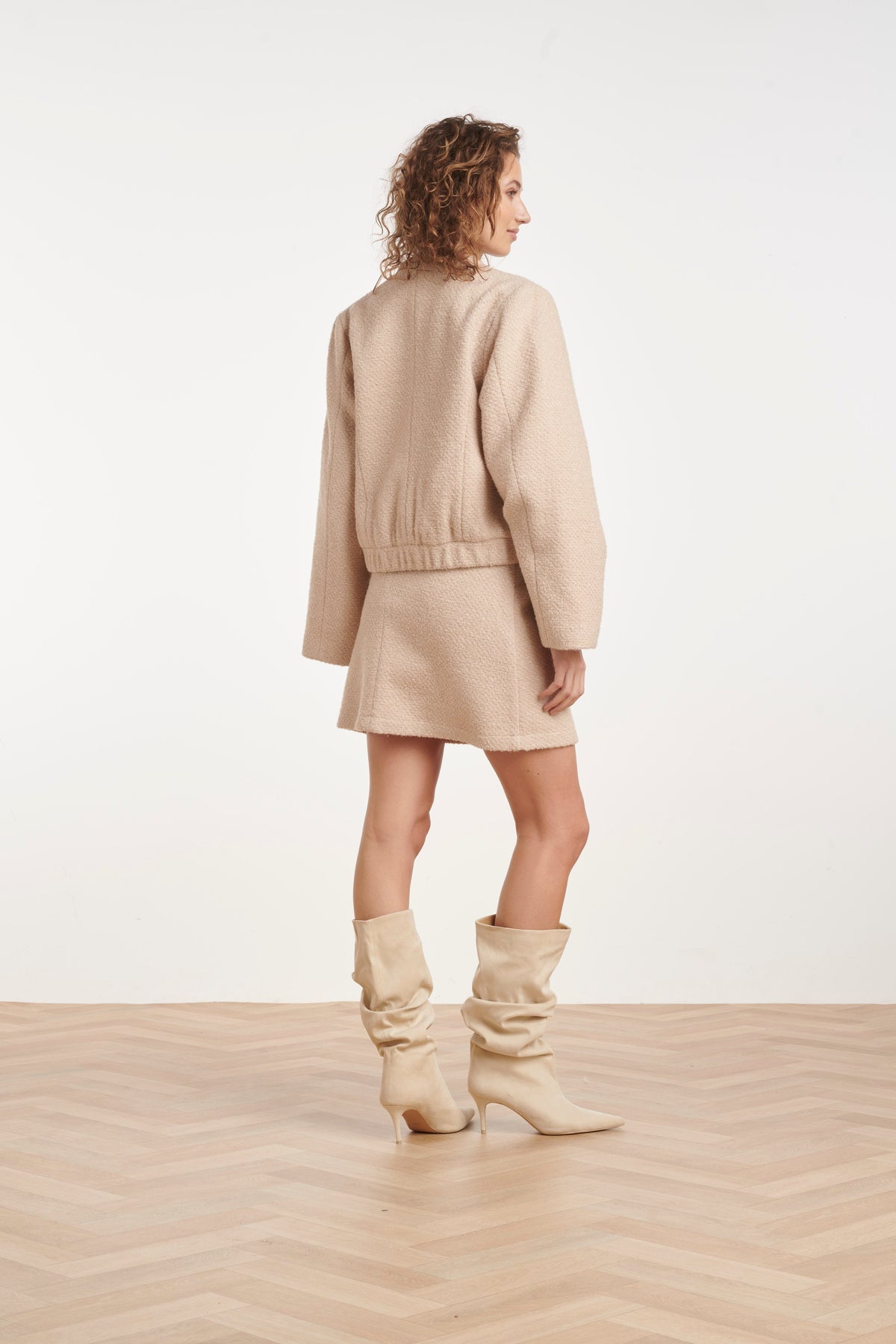 Chaqueta de Bouclé con Brillo Arena