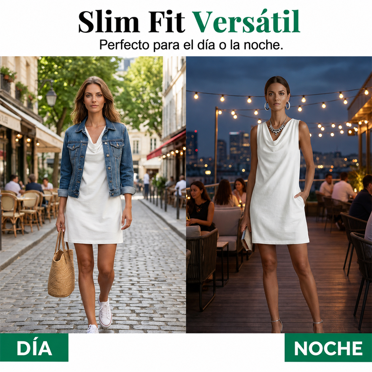 👗 ¡OFERTA LIMITADA: 50 % DE DESCUENTO! 💥 Vestido entallado con cuello barco – Sin mangas, con bolsillos laterales, muy versátil ✨