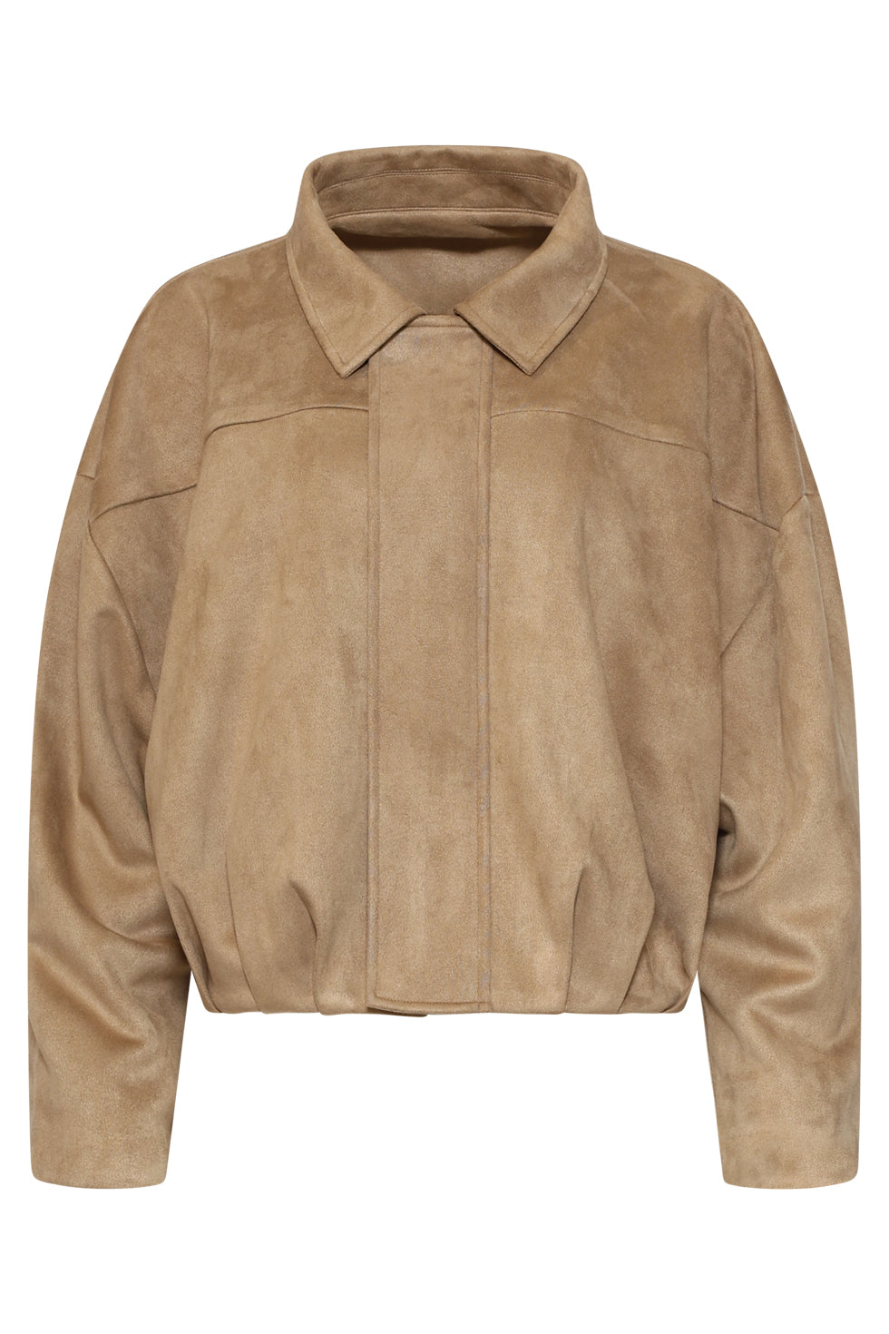 Chaqueta Corta de Ante Sintético Topo