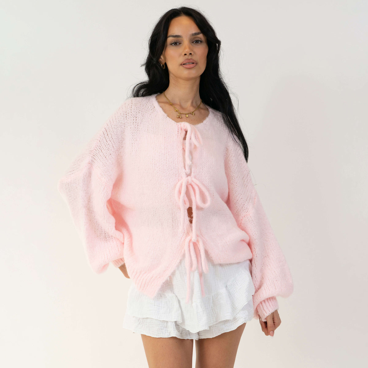Cárdigan oversize con lazos