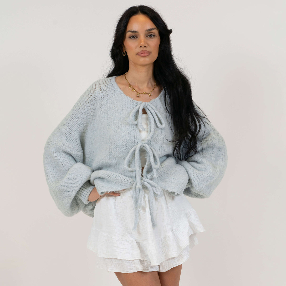 Cárdigan oversize con lazos