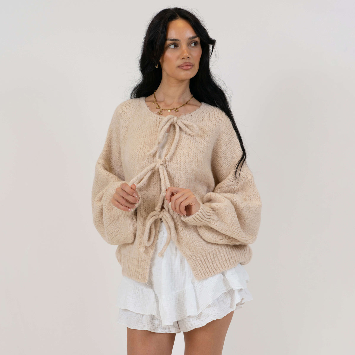 Cárdigan oversize con lazos