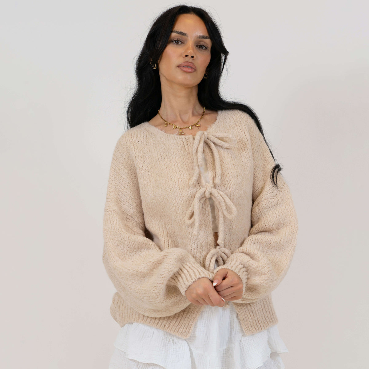 Cárdigan oversize con lazos