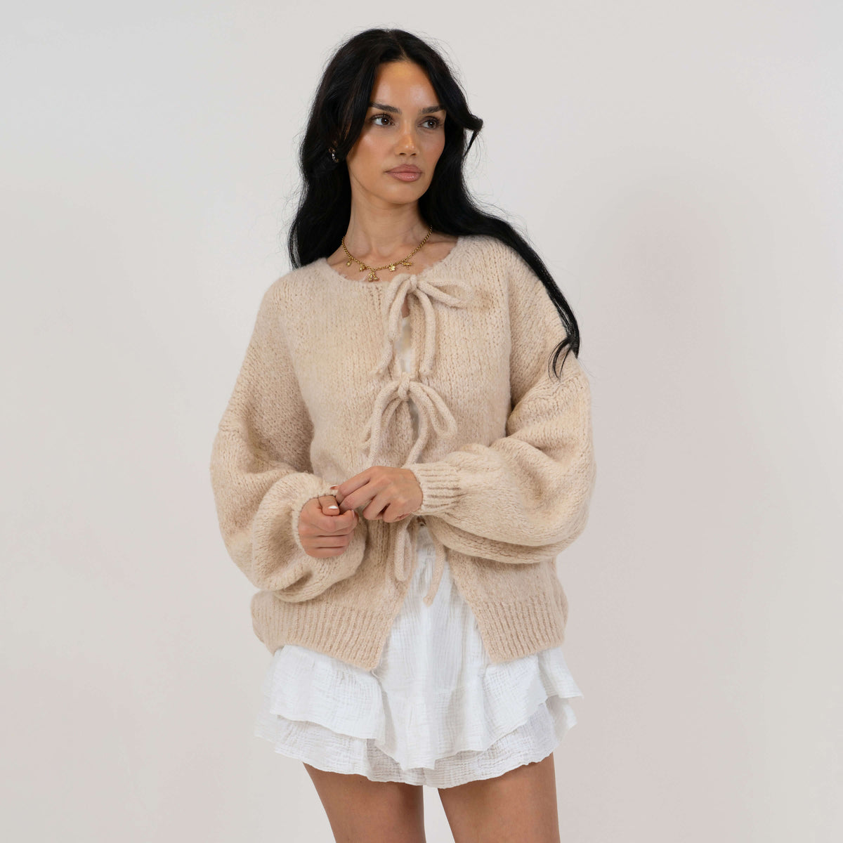 Cárdigan oversize con lazos
