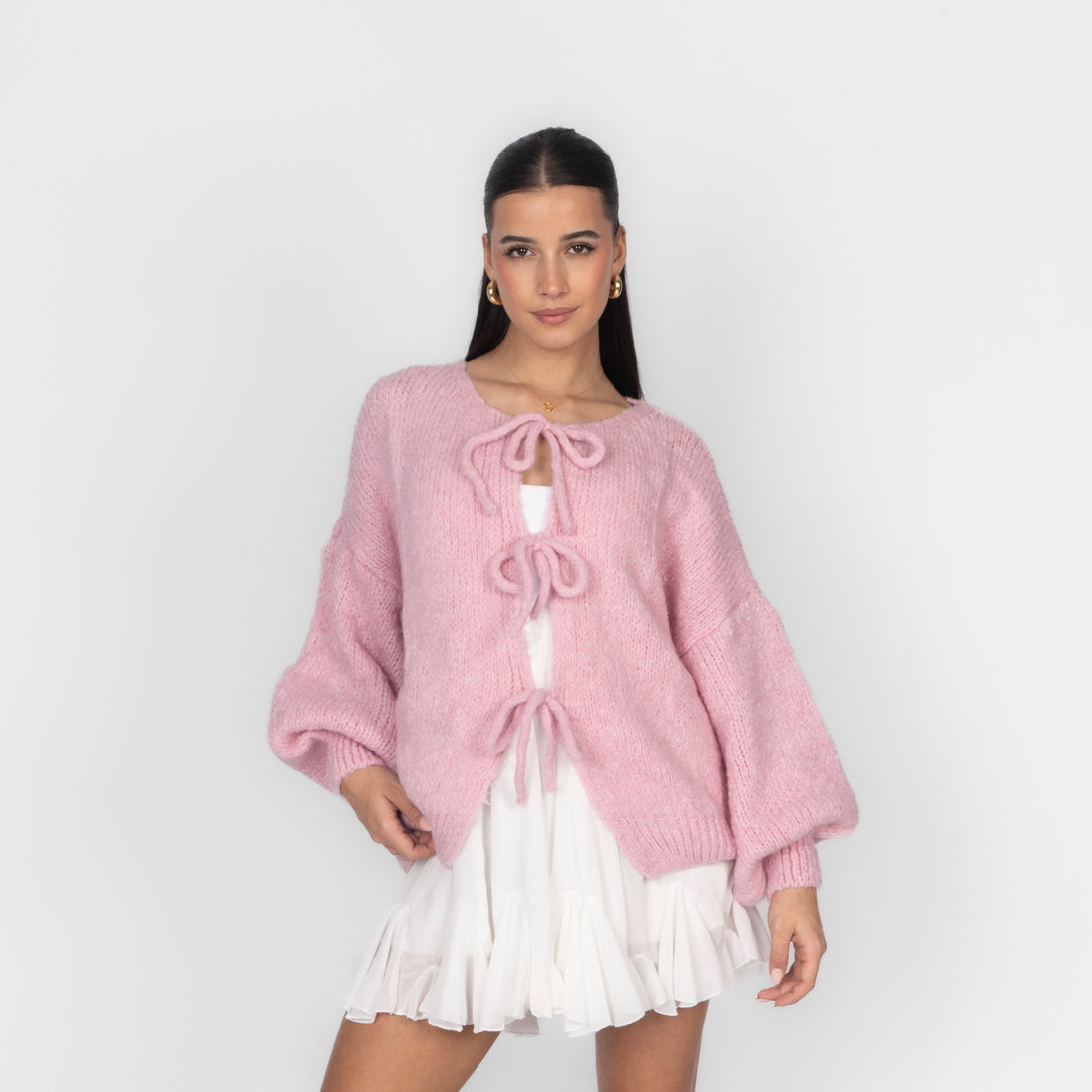 Cárdigan oversize con lazos