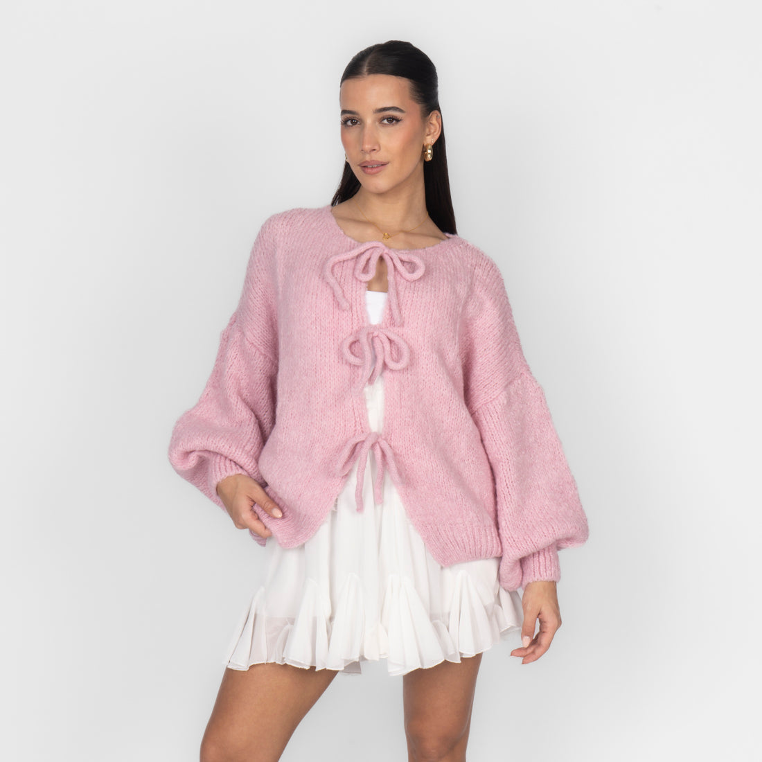 Cárdigan oversize con lazos