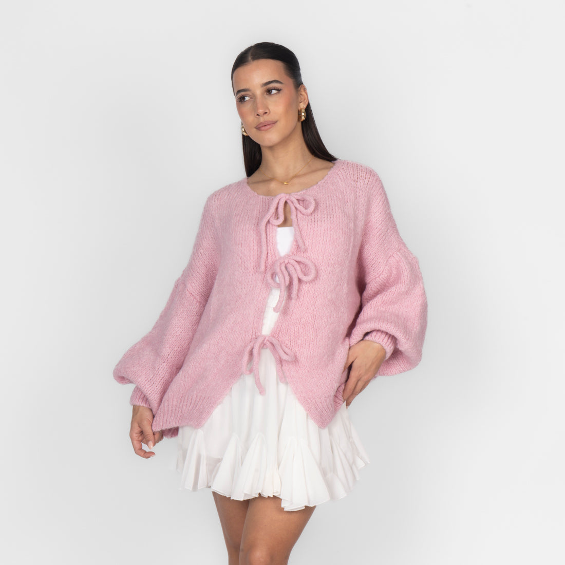 Cárdigan oversize con lazos