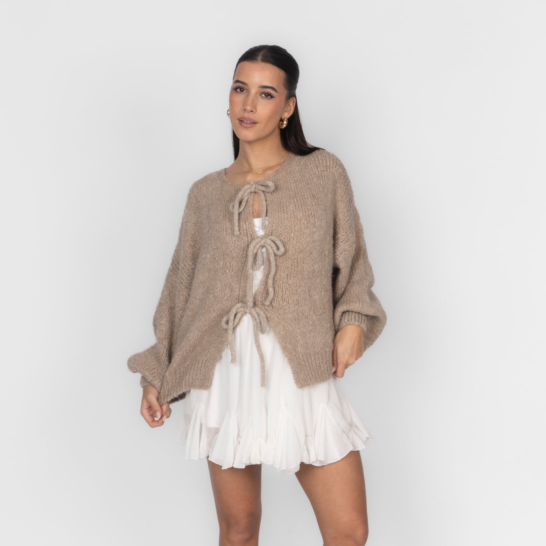 Cárdigan oversize con lazos
