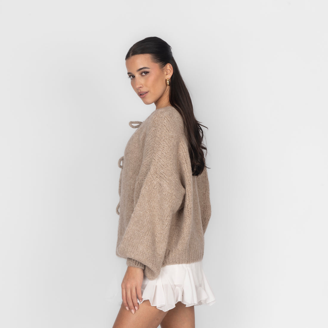 Cárdigan oversize con lazos