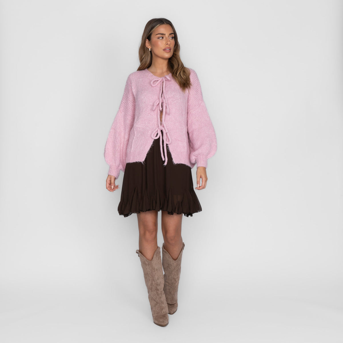 Cárdigan oversize con lazos