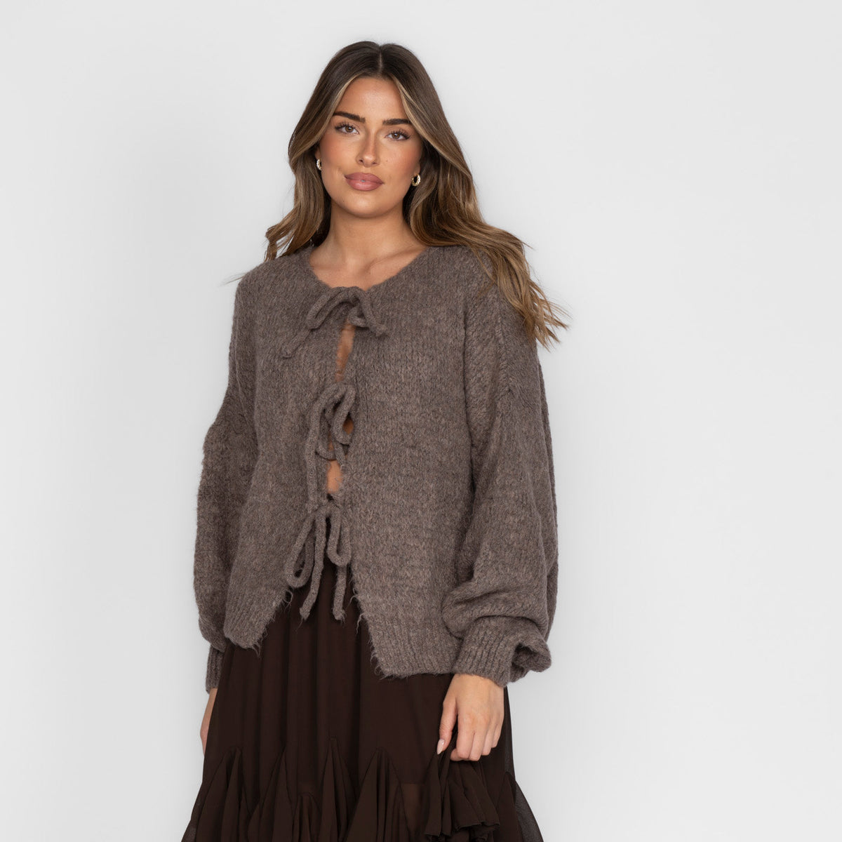 Cárdigan oversize con lazos