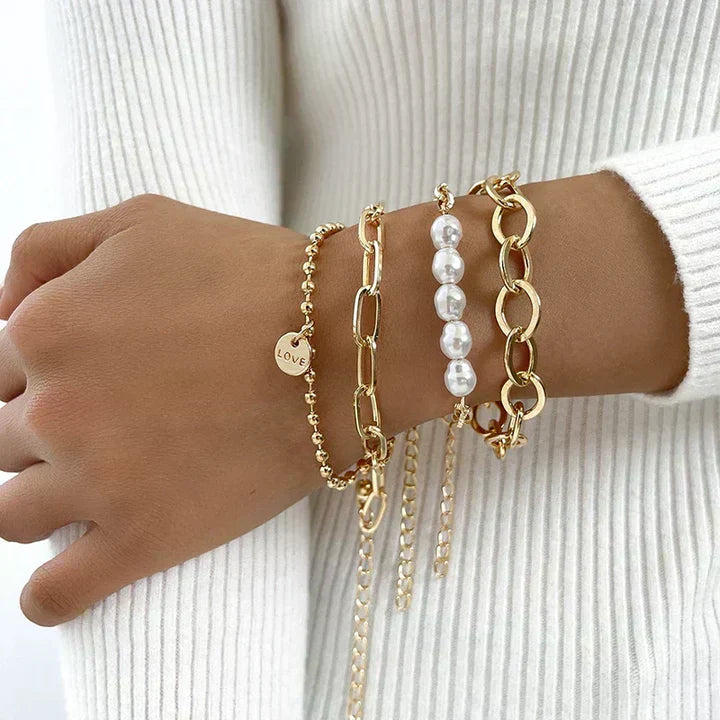 Ensemble de Bracelets Perle Dorée Charm