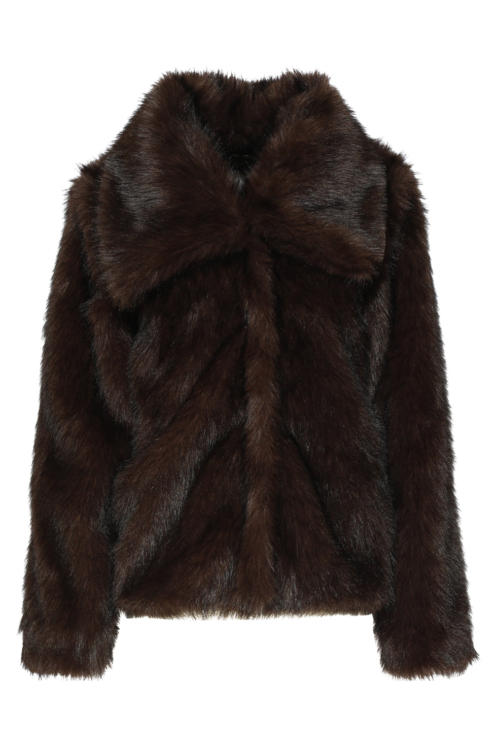 Chaqueta de Pelo Sintético Marrón Oscuro