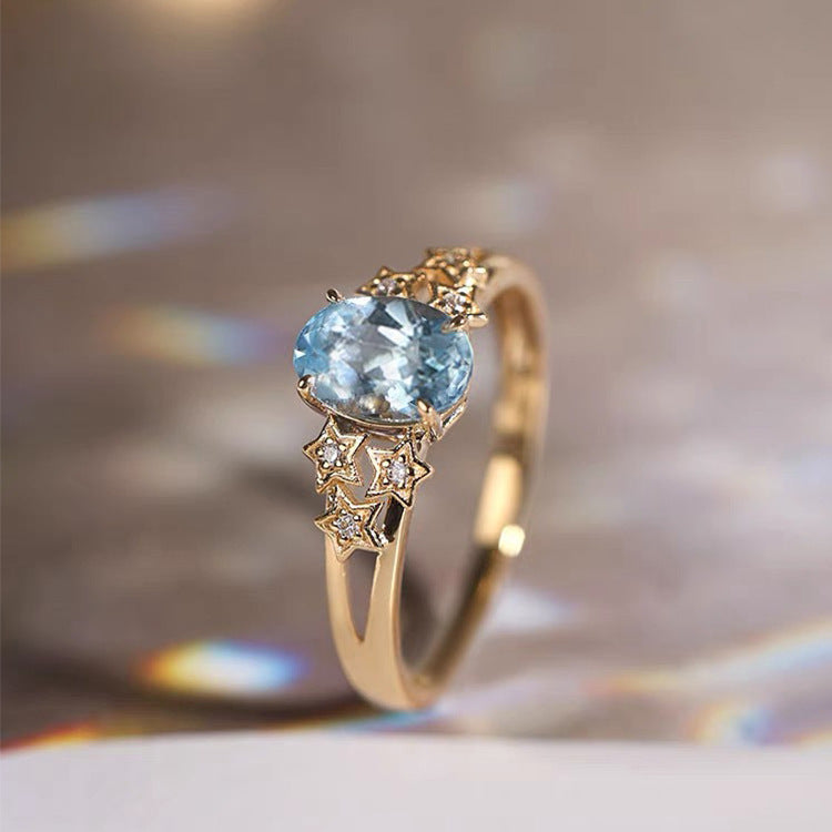 Bague exclusive en or avec cristal bleu
