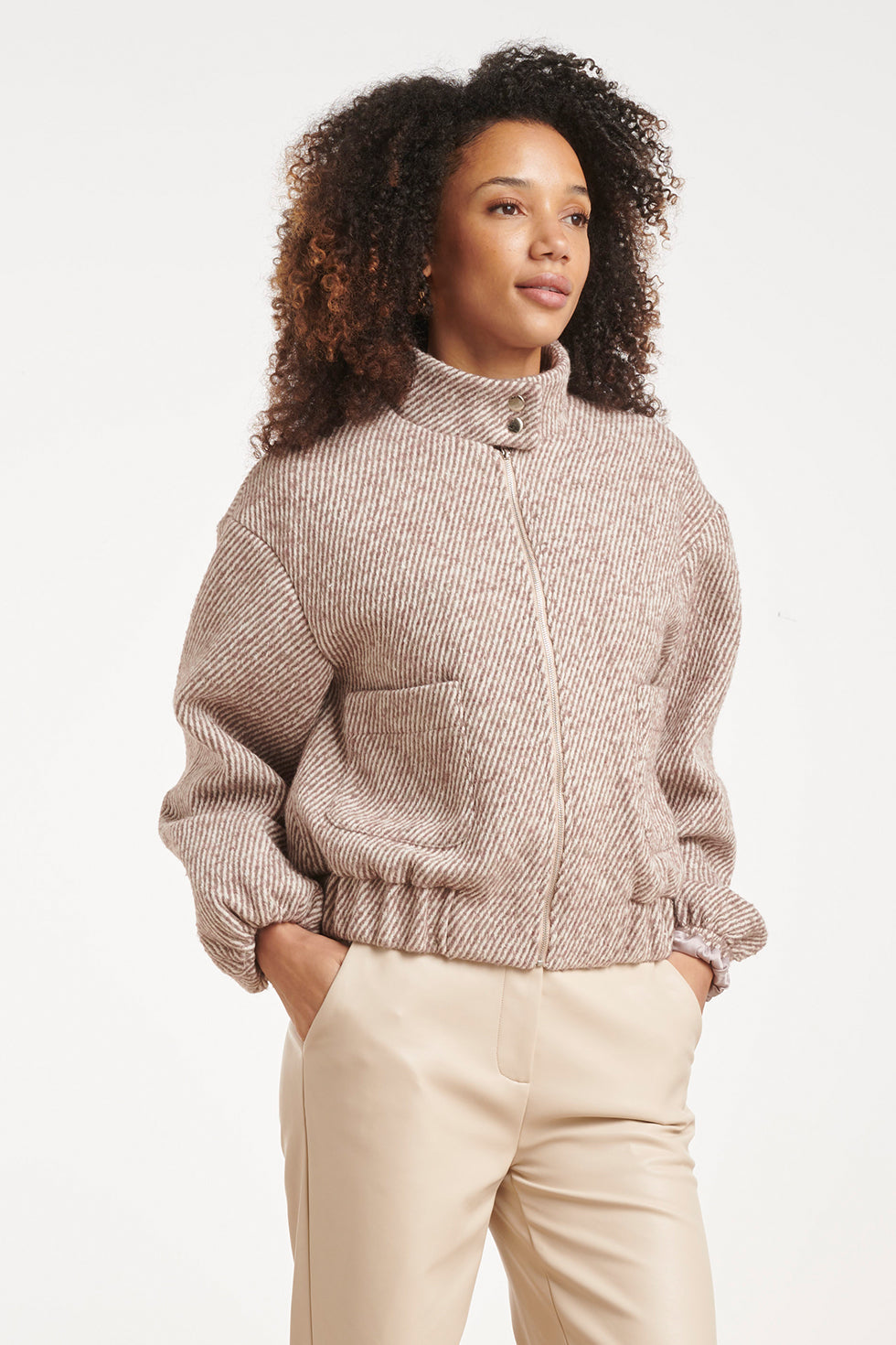 Cazadora Bomber a Rayas Topo