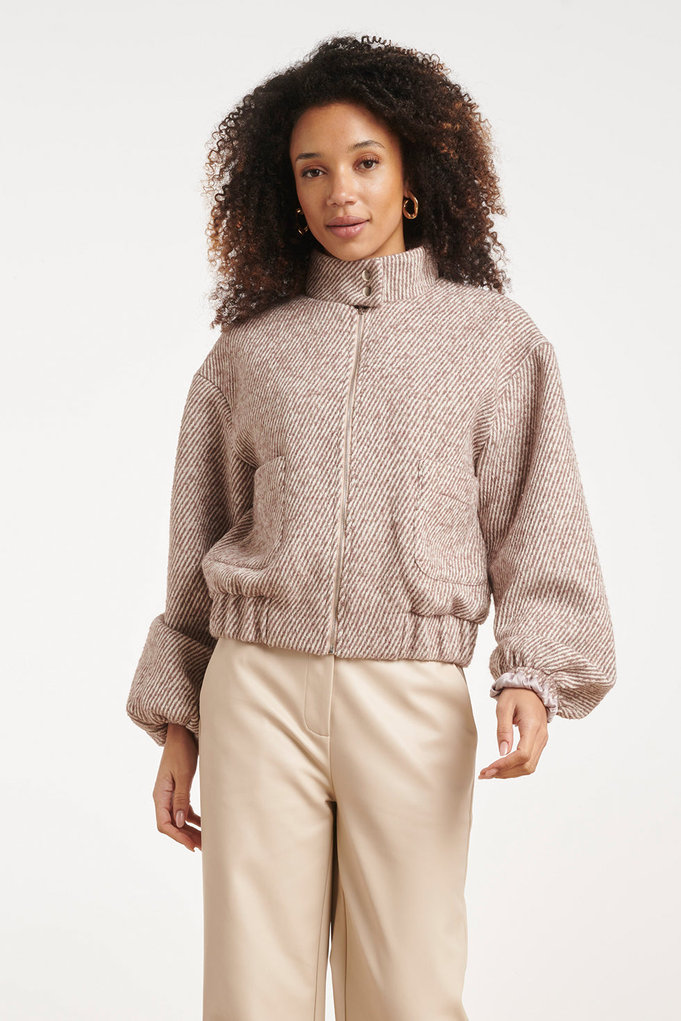 Cazadora Bomber a Rayas Topo
