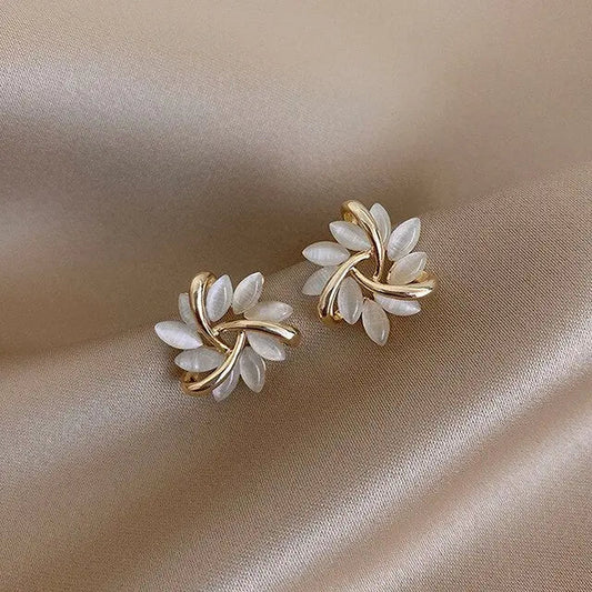 Boucles d'oreilles Stud Opale Blanc