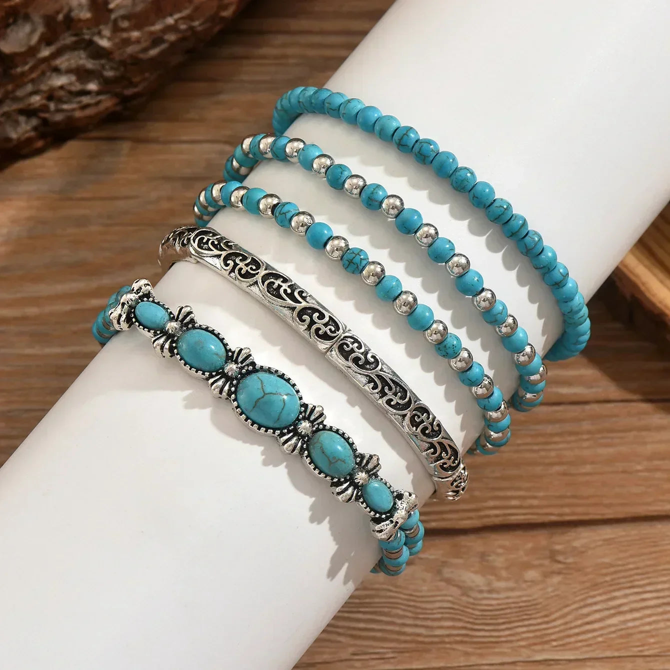 Ensemble de bracelets boho avec perles turquoises