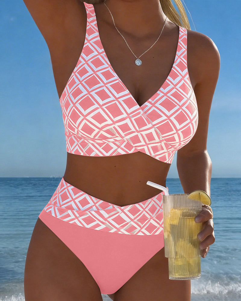 Bikini de dos piezas estampado de rombos