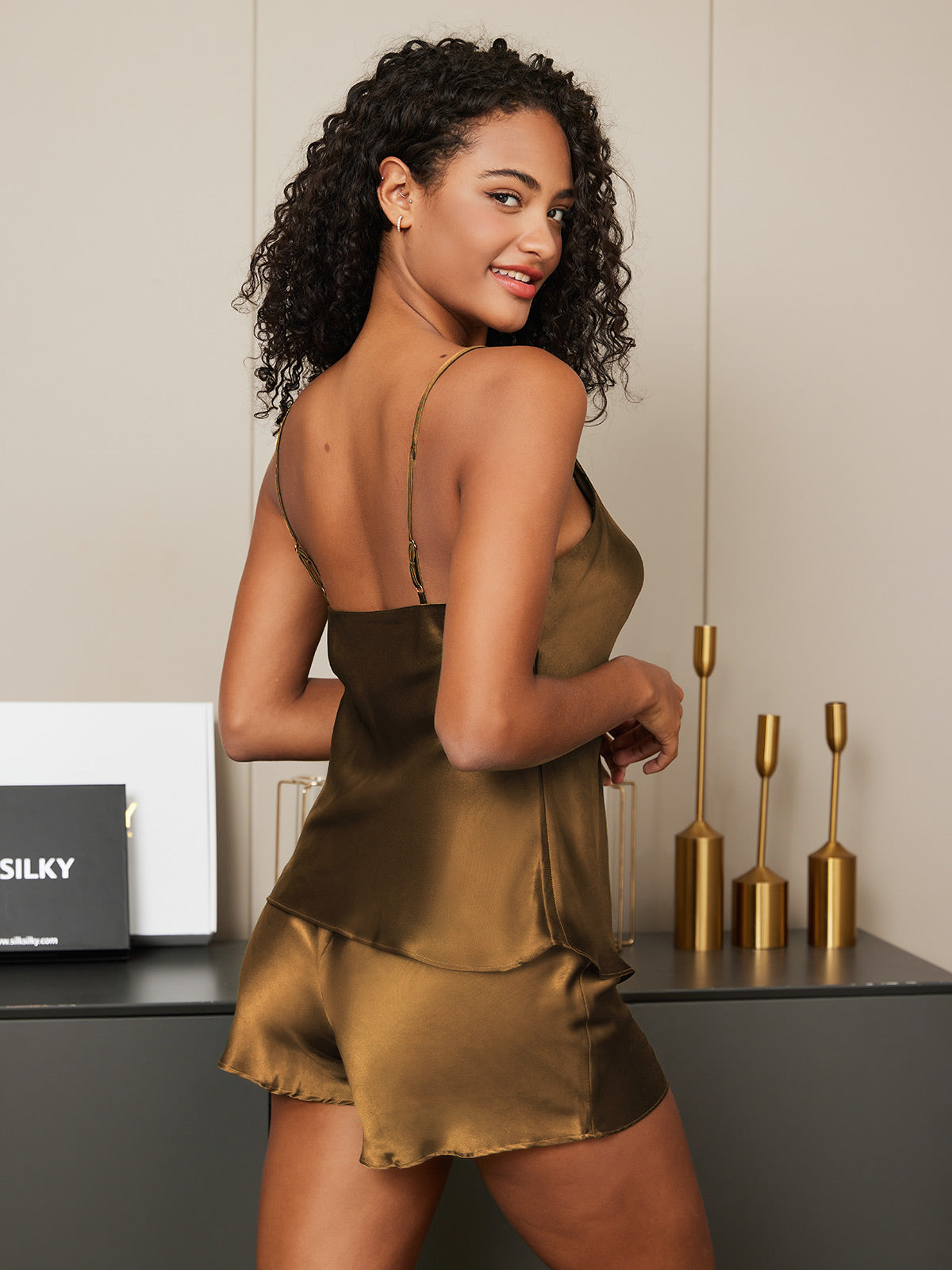Ensemble de Camisole en Pure Soie à Bretelles Spaghetti