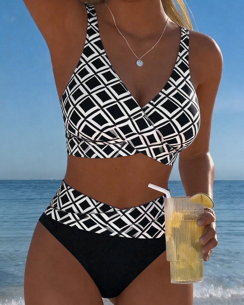Bikini de dos piezas estampado de rombos