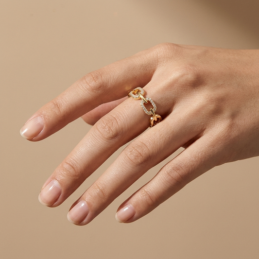 Anillo Cadena Radiante Dorado