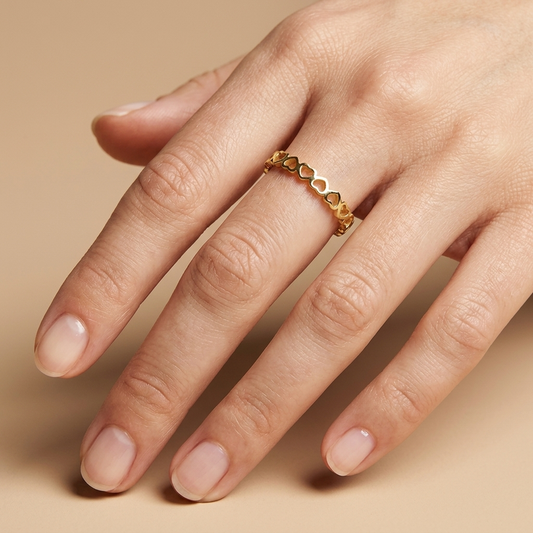 Anillo Corazones Dorado