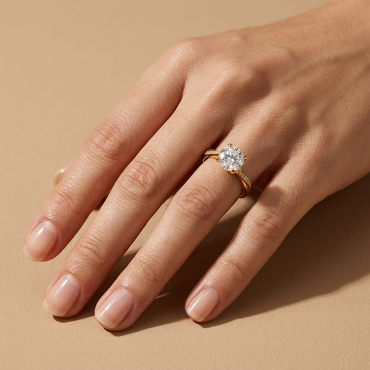 Anillo Compromiso Cristal Chapado en Oro