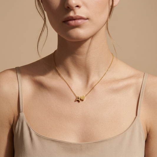 Collar Inicial Corazón Dorado