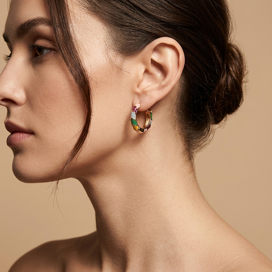 Pendientes Esmalte Dorado