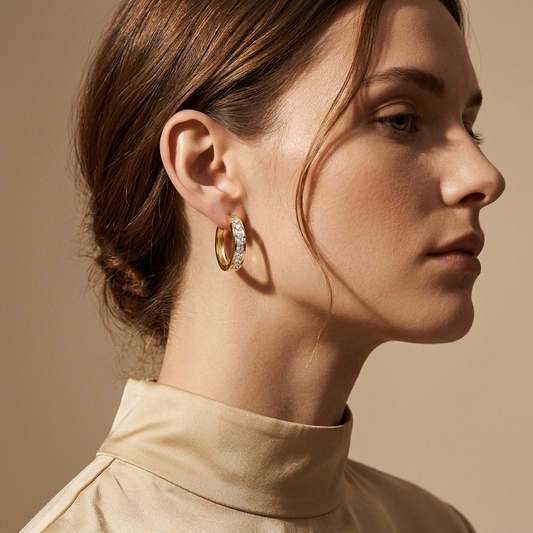 Pendientes Aro Cristal Dorado