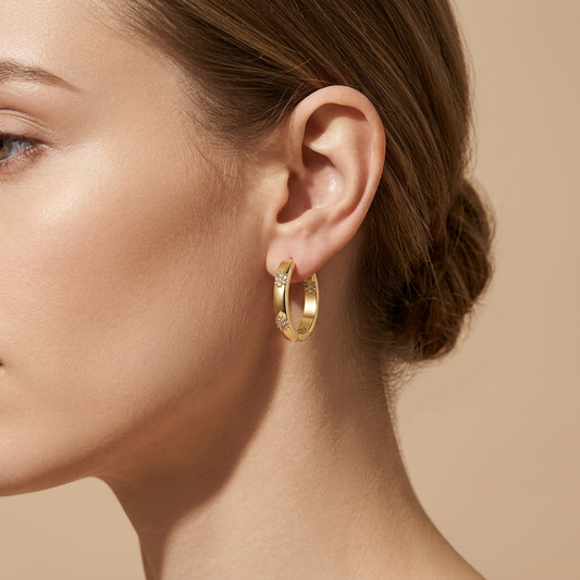 Pendientes Aro Flor Dorado