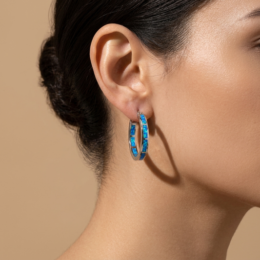 Pendientes Aro Ópalo Azul