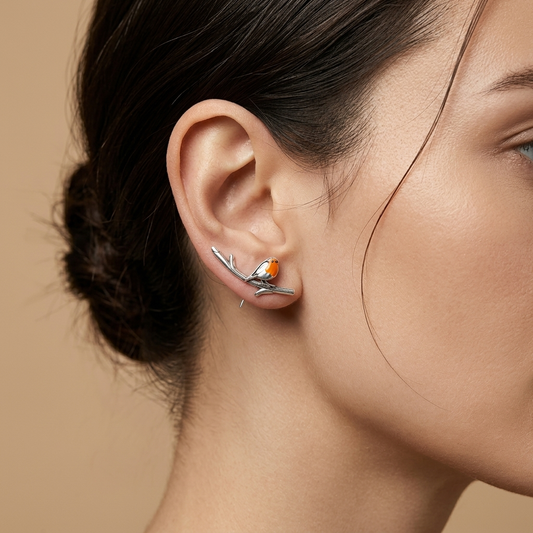 Pendientes Pájaro Plateado